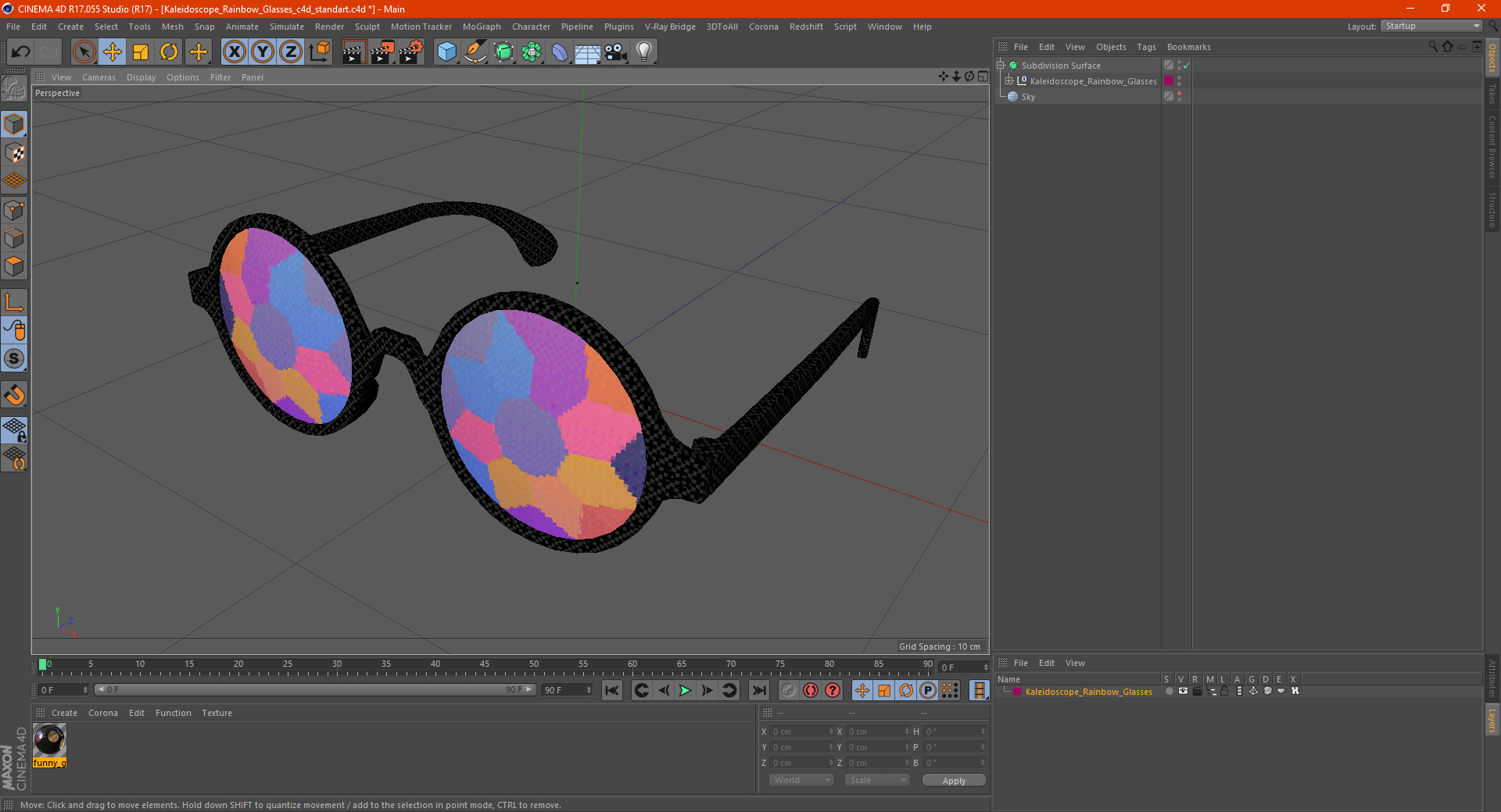 3D Kaleidoscope Rainbow Glasses model