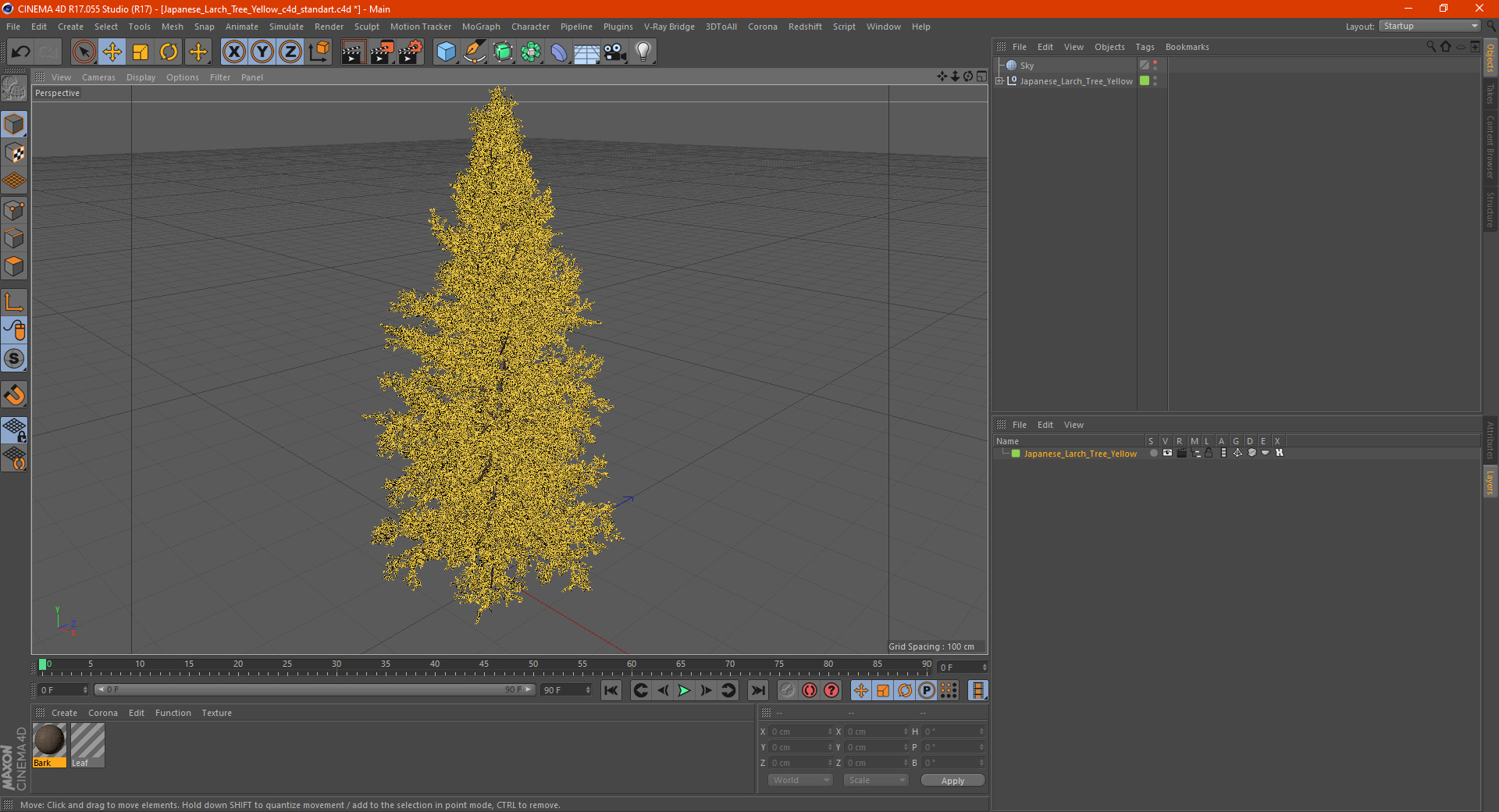 3D Japanese Larch Tree Yellow