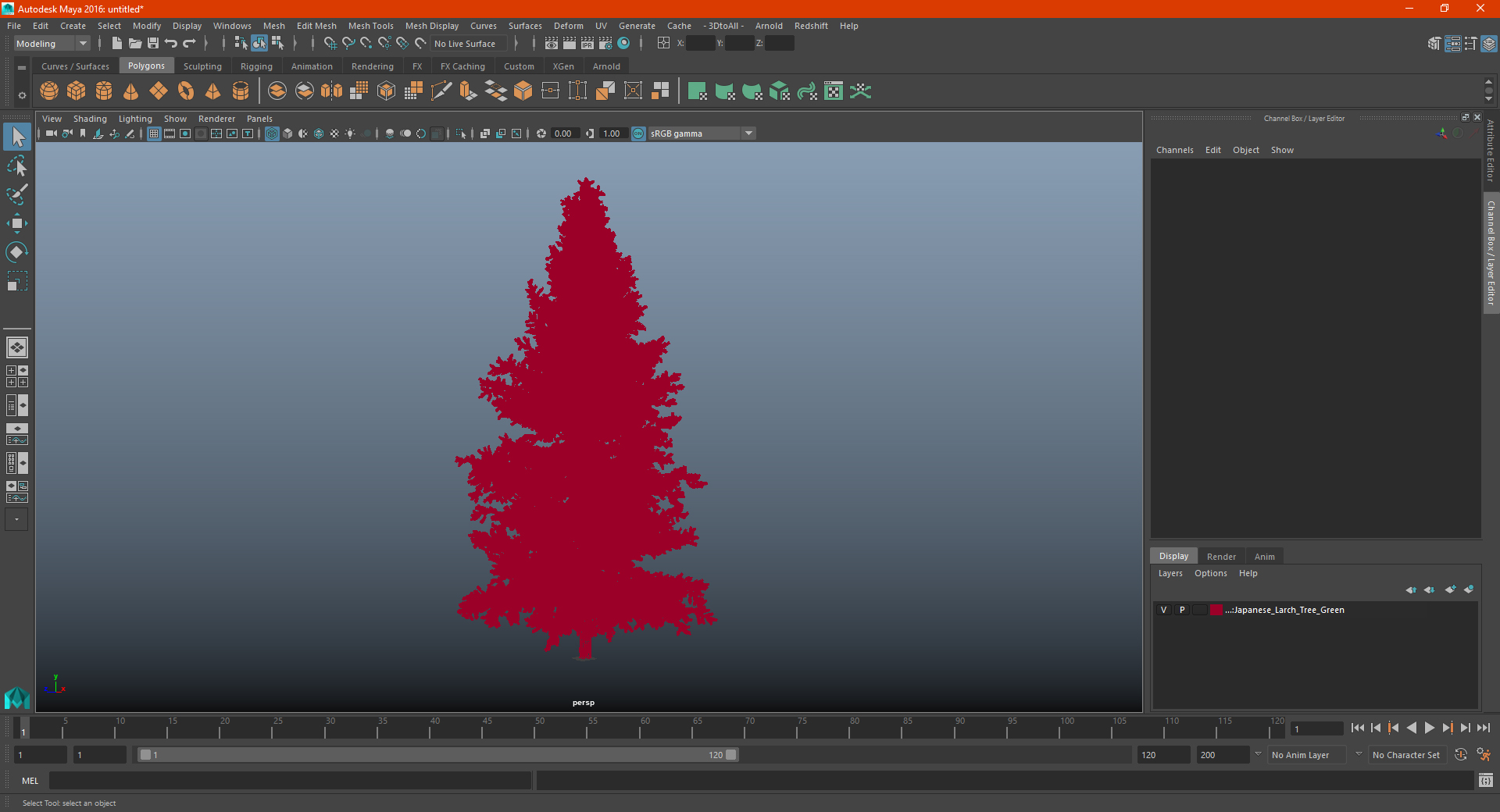 3D Japanese Larch Tree Yellow