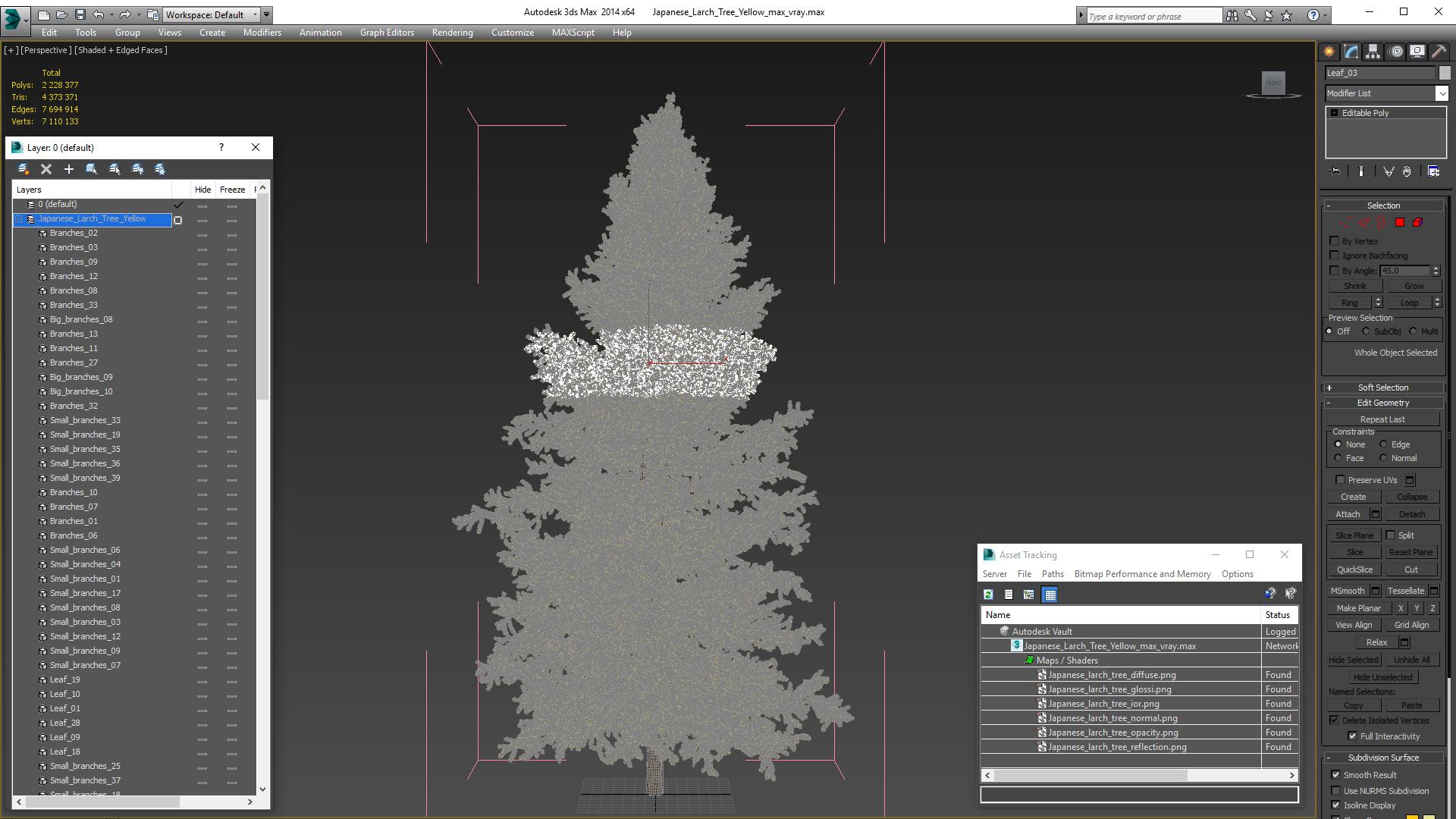 3D Japanese Larch Tree Yellow