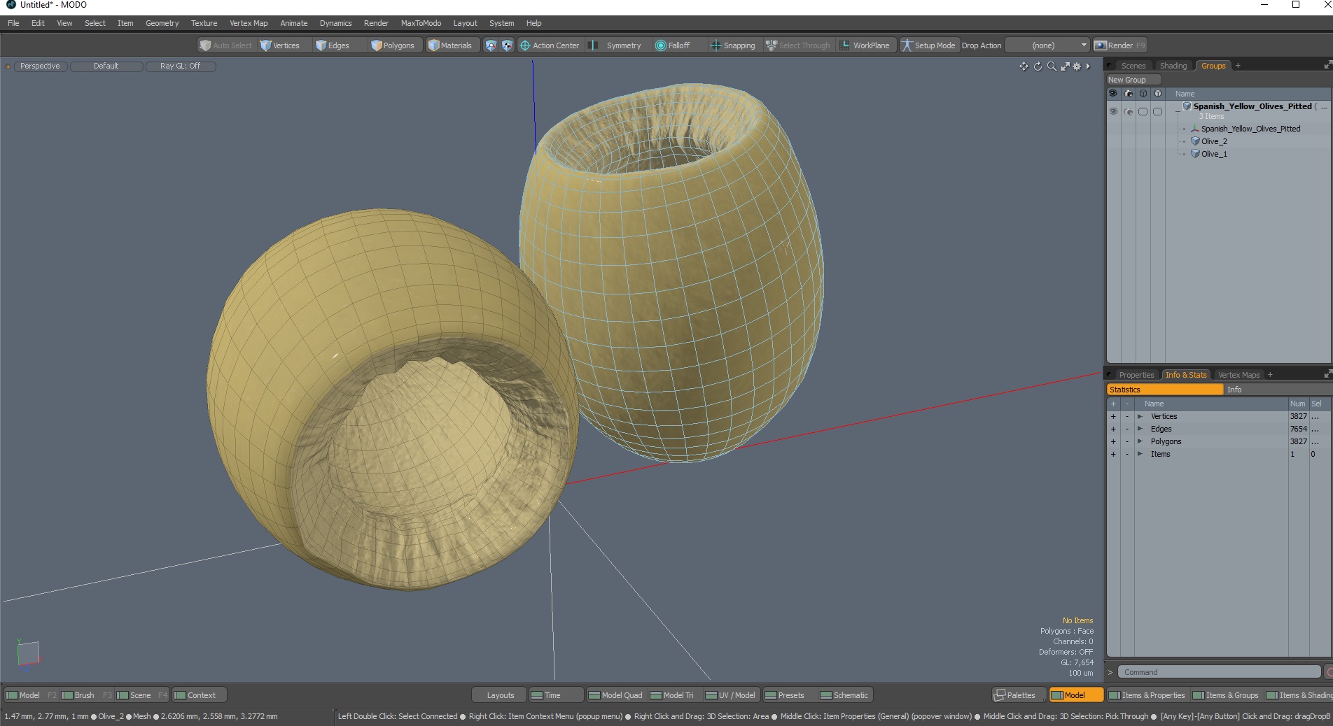 3D Spanish Yellow Olives Pitted model