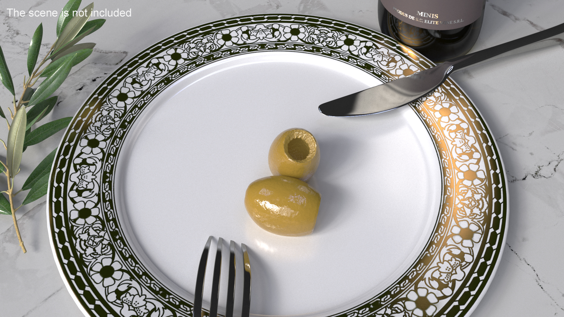 3D Spanish Yellow Olives Pitted model