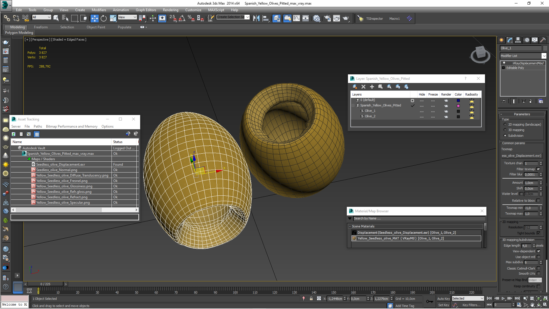 3D Spanish Yellow Olives Pitted model
