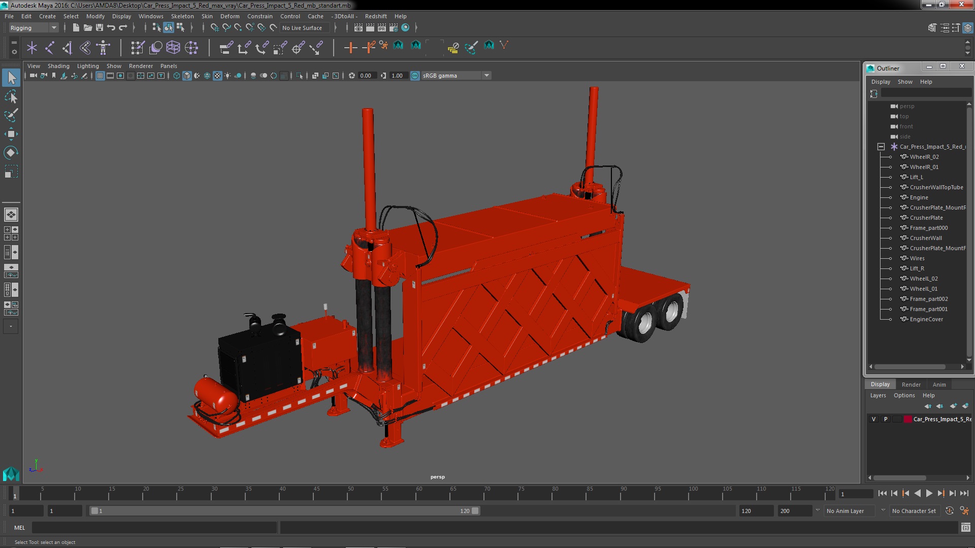 Car Press Impact 5 Red 3D