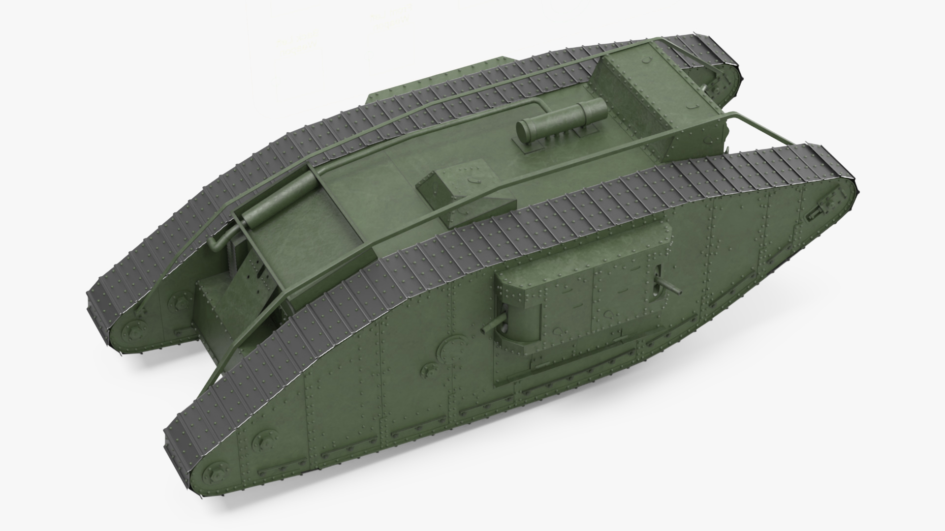 3D Tank MK 4 Female Green Rigged for Maya model