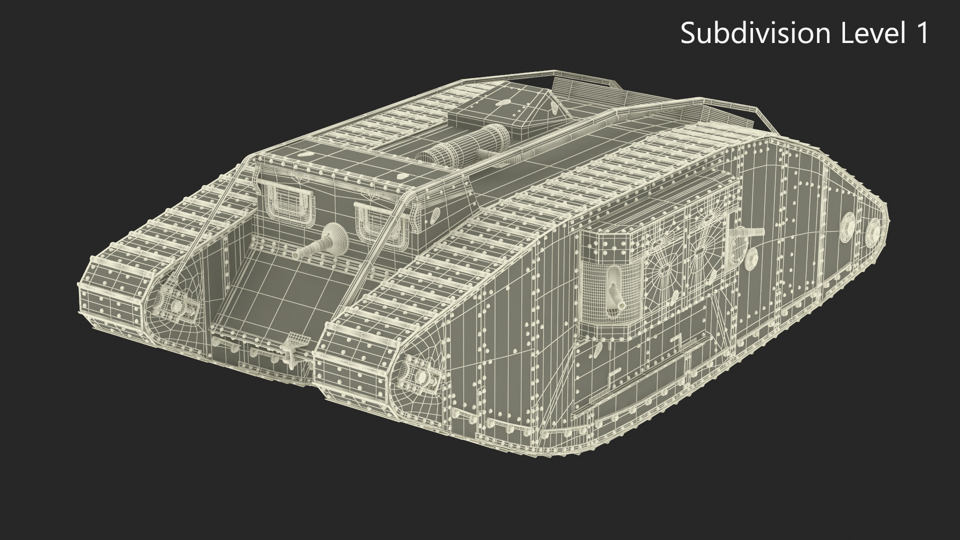 3D Tank MK 4 Female Green Rigged for Maya model