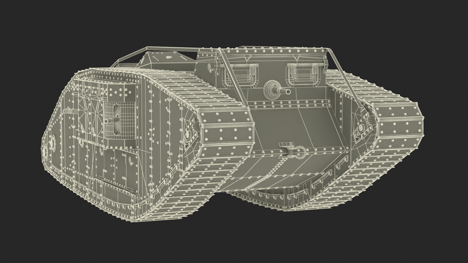 3D Tank MK 4 Female Green Rigged for Maya model