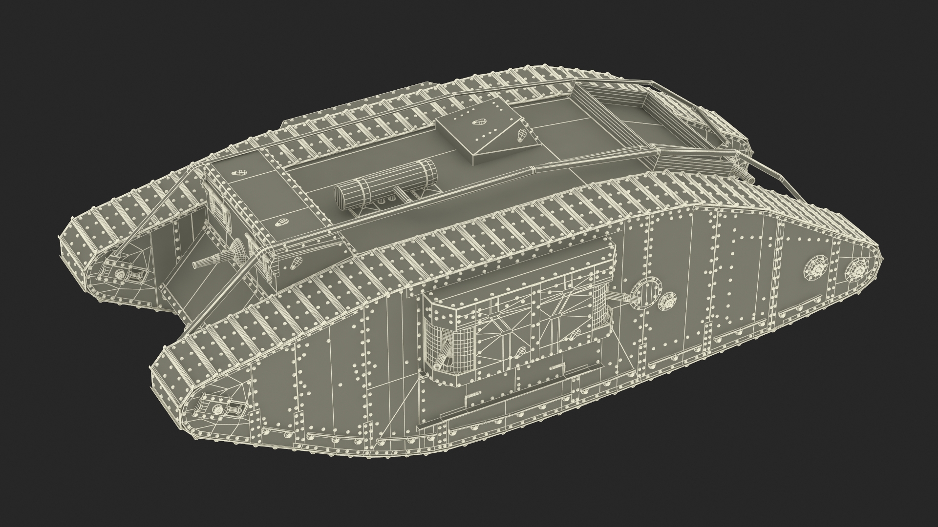 3D Tank MK 4 Female Green Rigged for Maya model