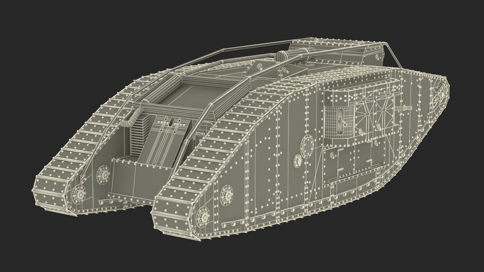 3D Tank MK 4 Female Green Rigged for Maya model