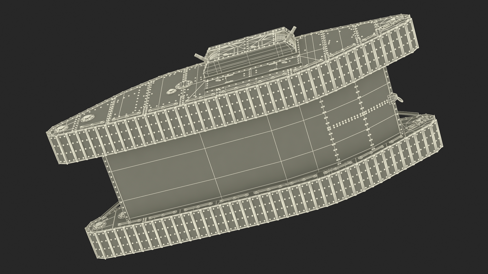 3D Tank MK 4 Female Green Rigged for Maya model