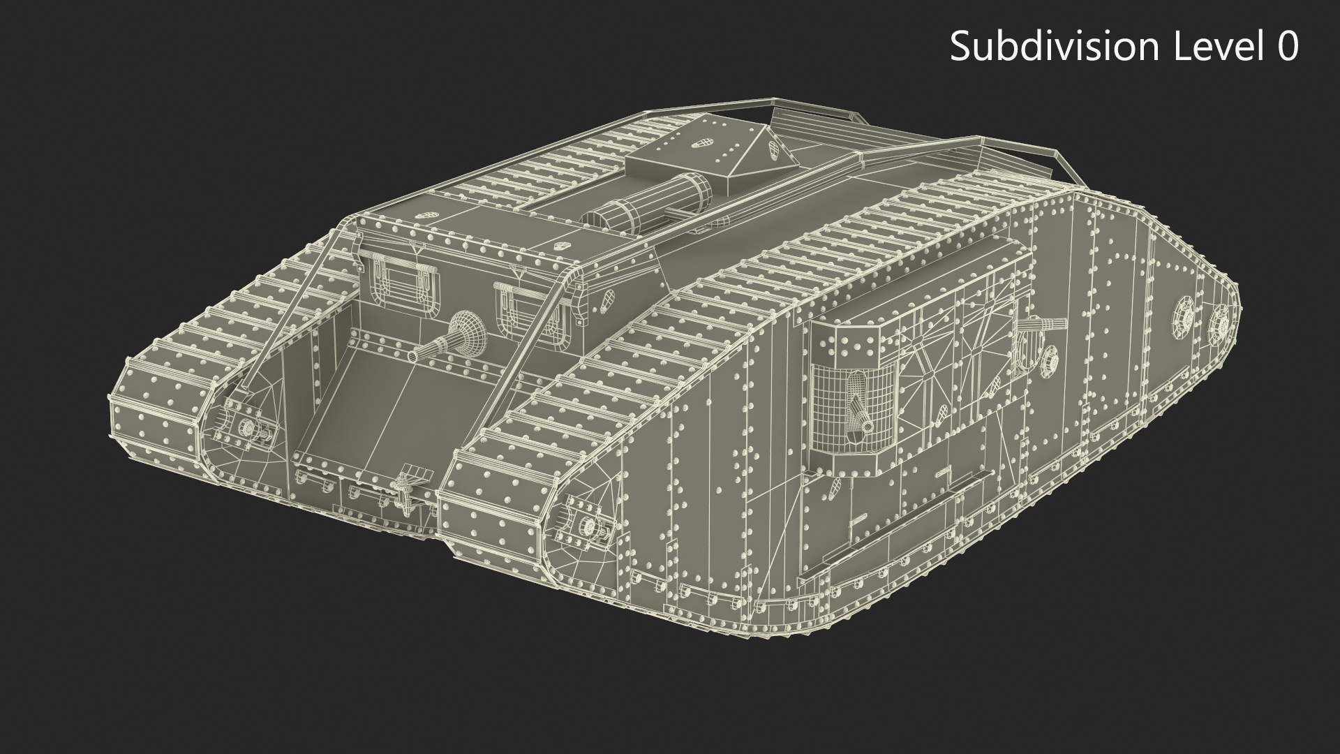 3D Tank MK 4 Female Green Rigged for Maya model