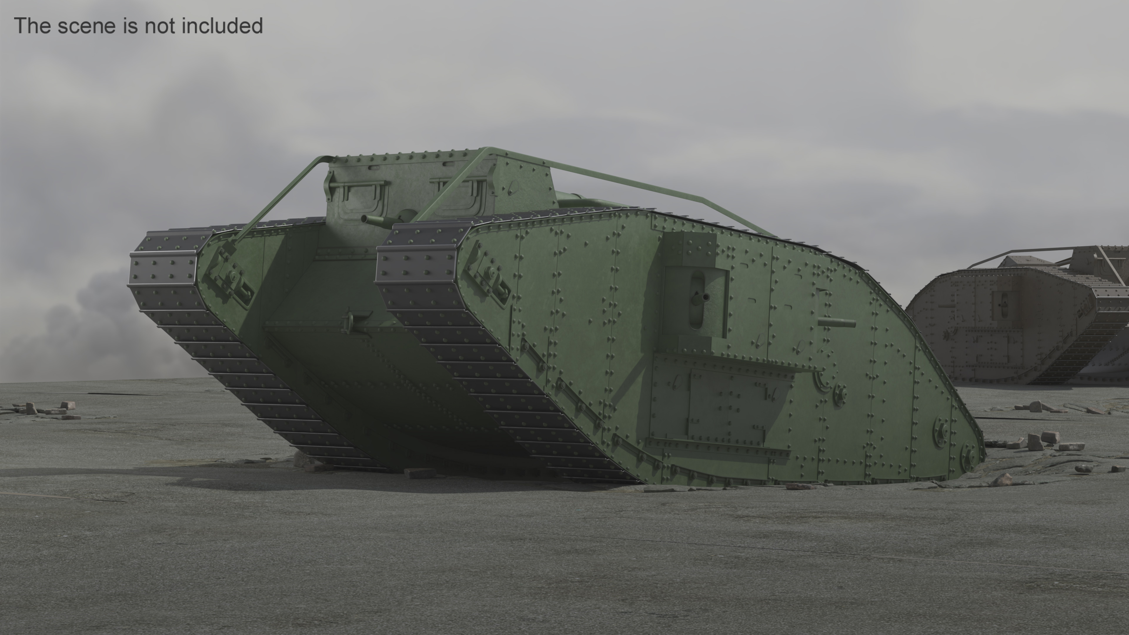 3D Tank MK 4 Female Green Rigged for Maya model