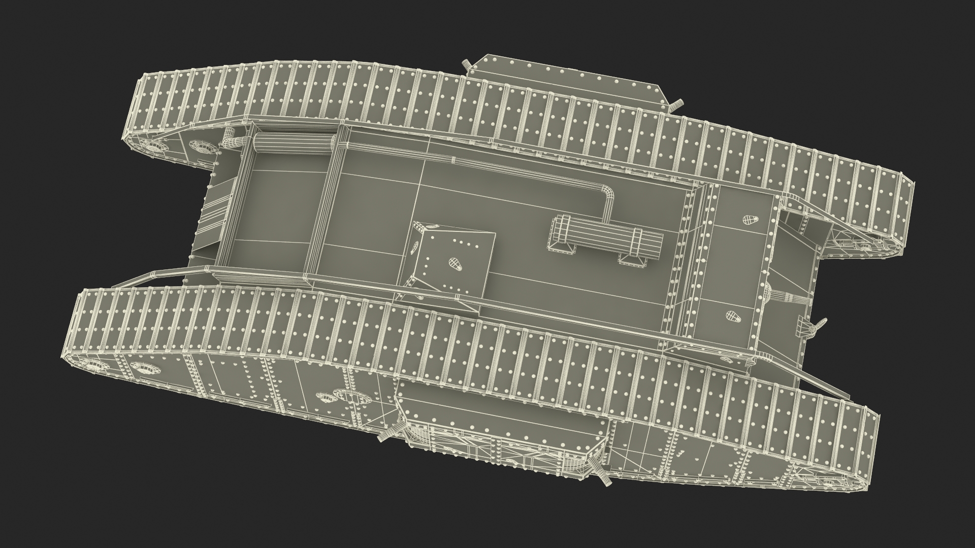 3D Tank MK 4 Female Green Rigged for Maya model