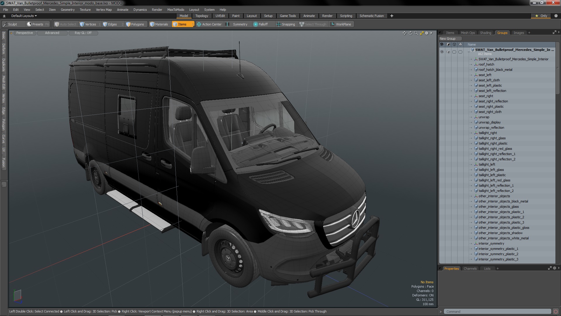 3D model SWAT Van Bulletproof Mercedes Simple Interior