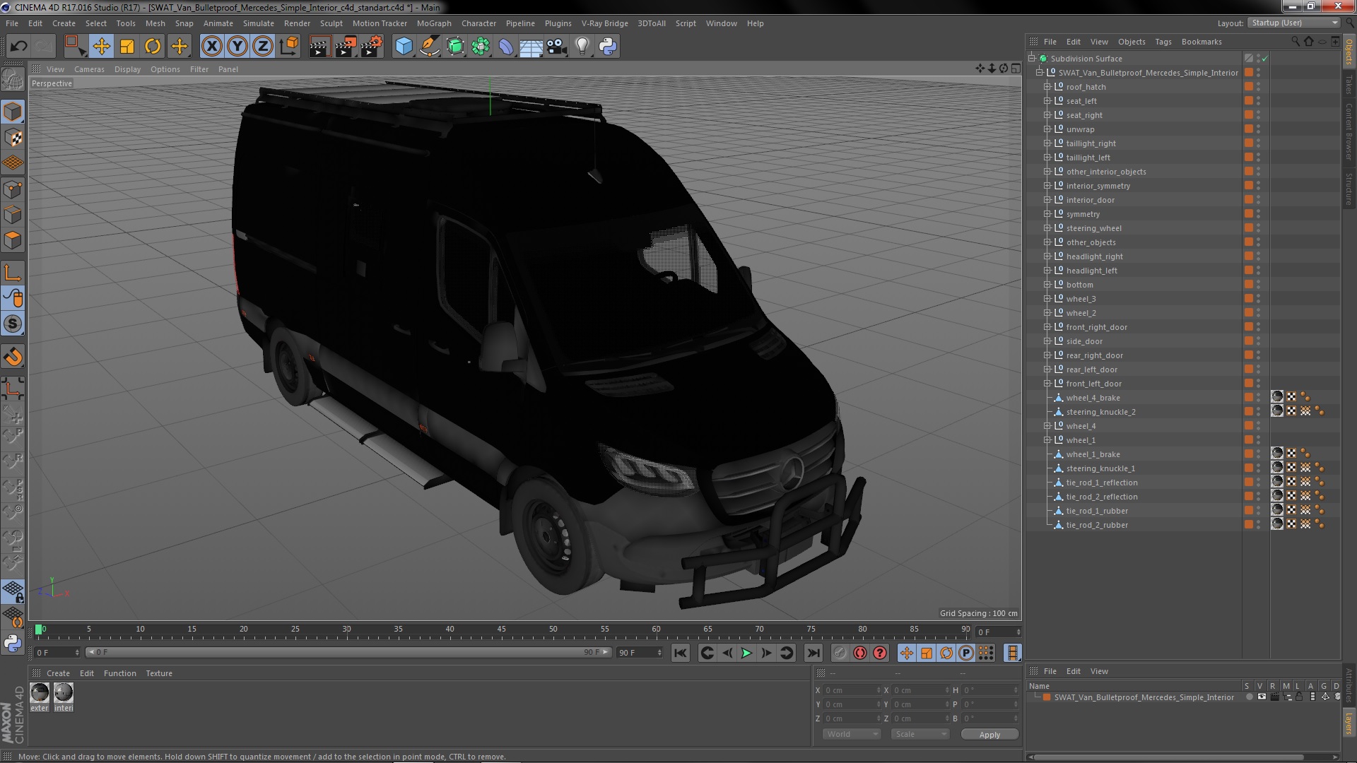 3D model SWAT Van Bulletproof Mercedes Simple Interior