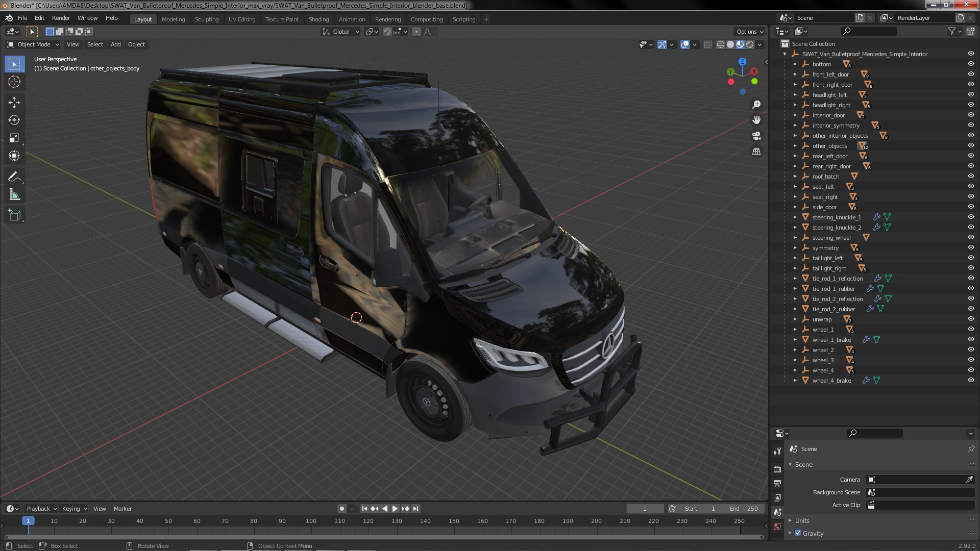 3D model SWAT Van Bulletproof Mercedes Simple Interior