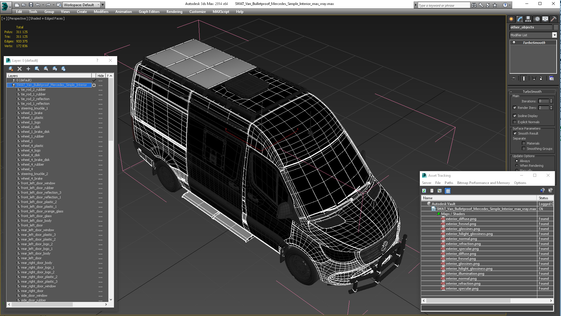 3D model SWAT Van Bulletproof Mercedes Simple Interior