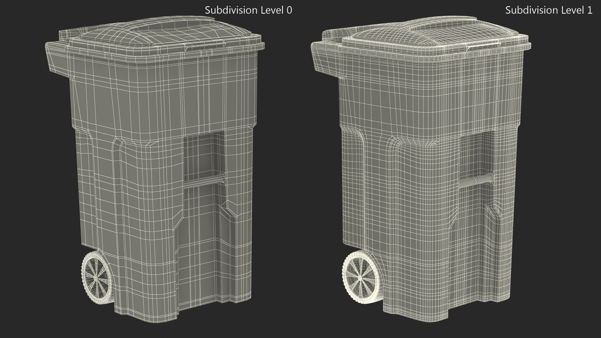 Waste Bin with Lid and Wheels Grey 3D model