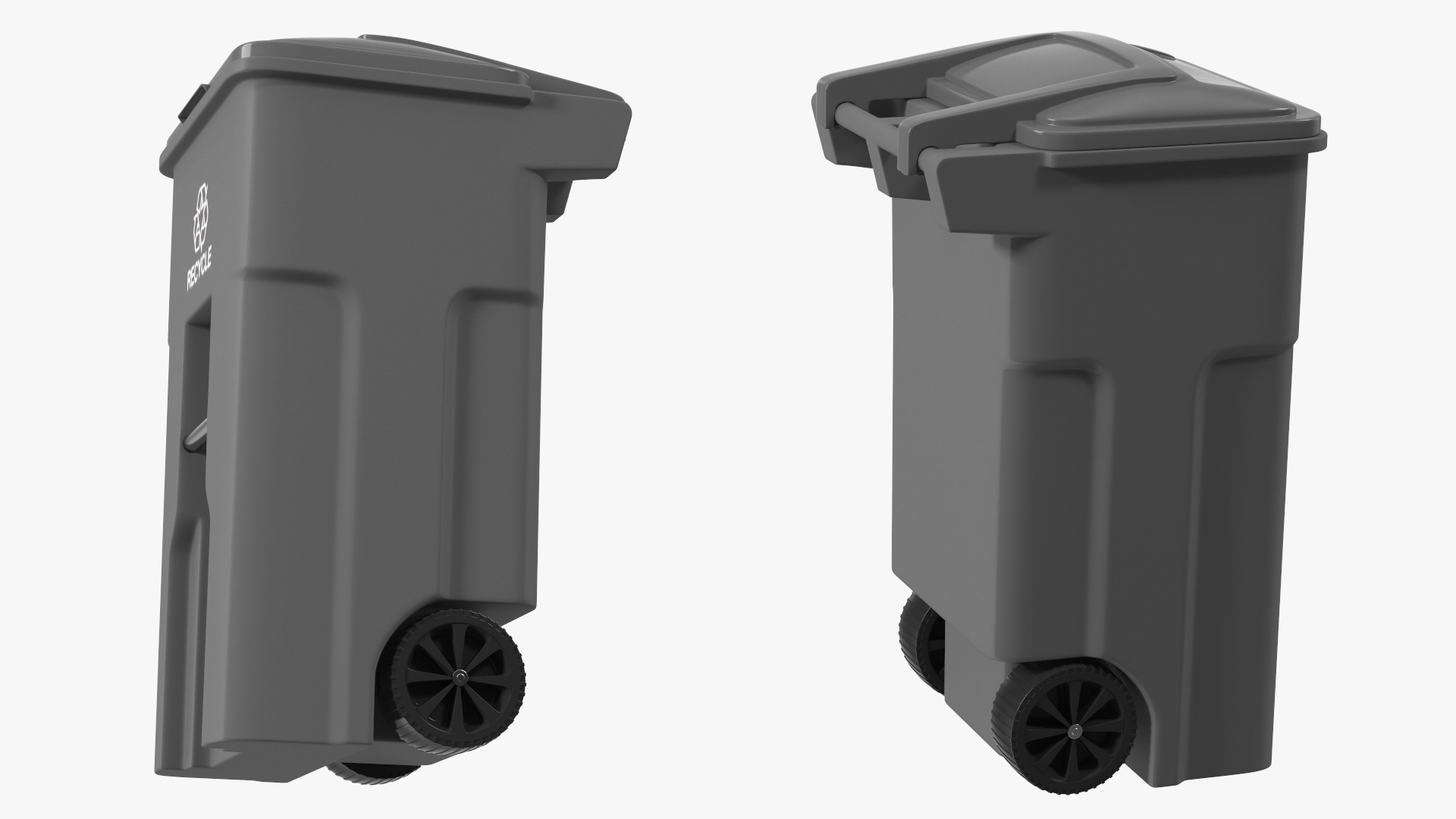Waste Bin with Lid and Wheels Grey 3D model