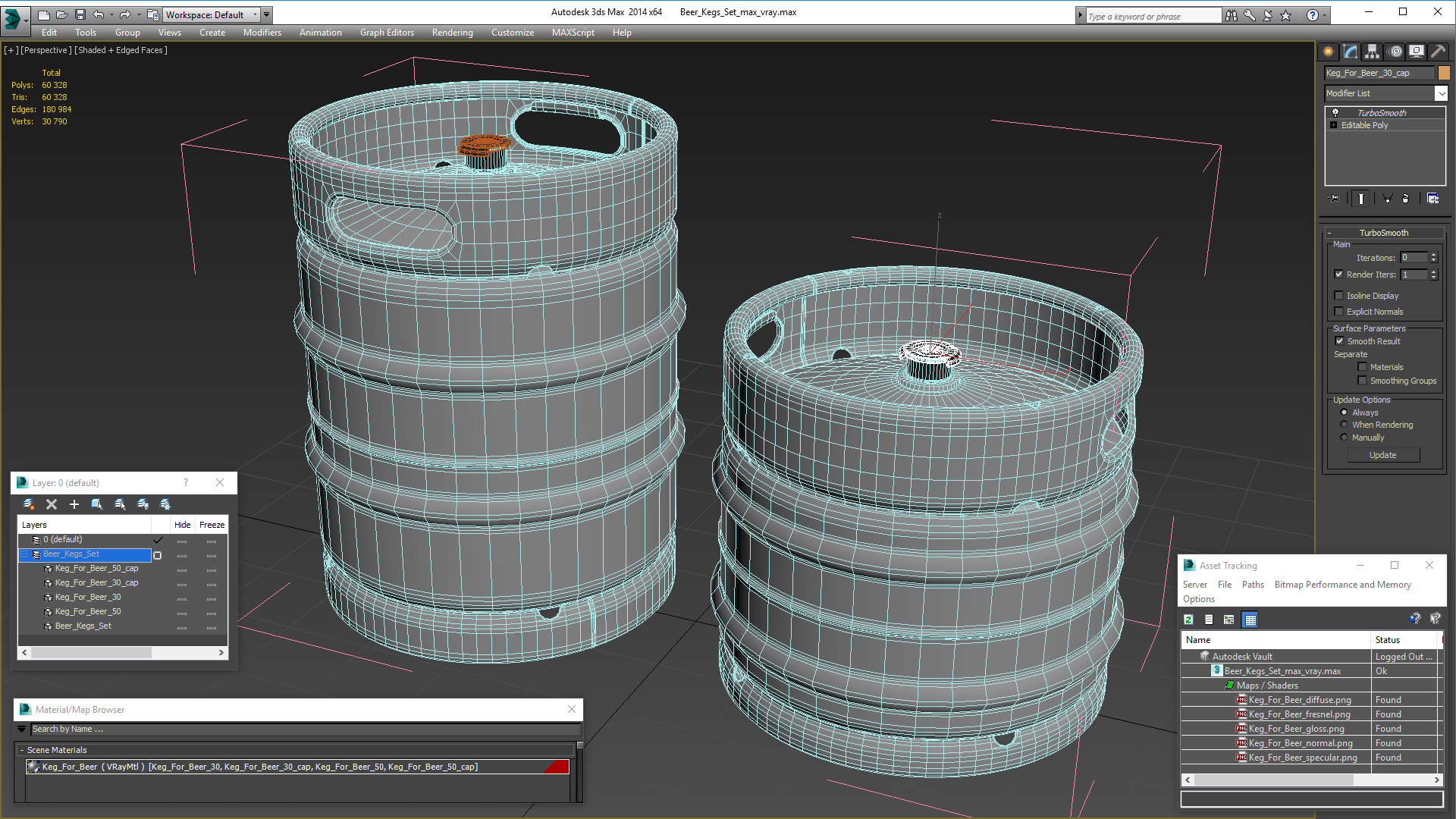 3D Beer Kegs Set model