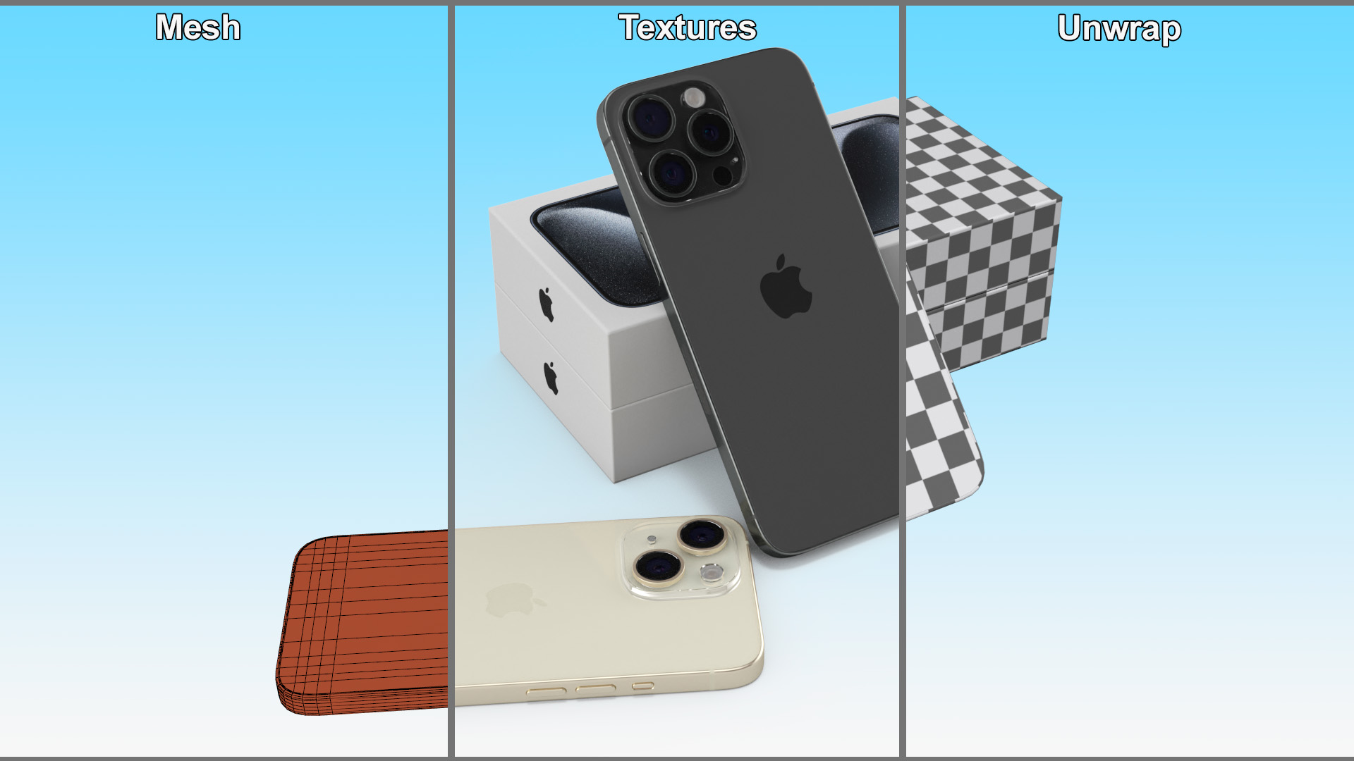 3D Apple IPhone 15 Different Colors Unpacked