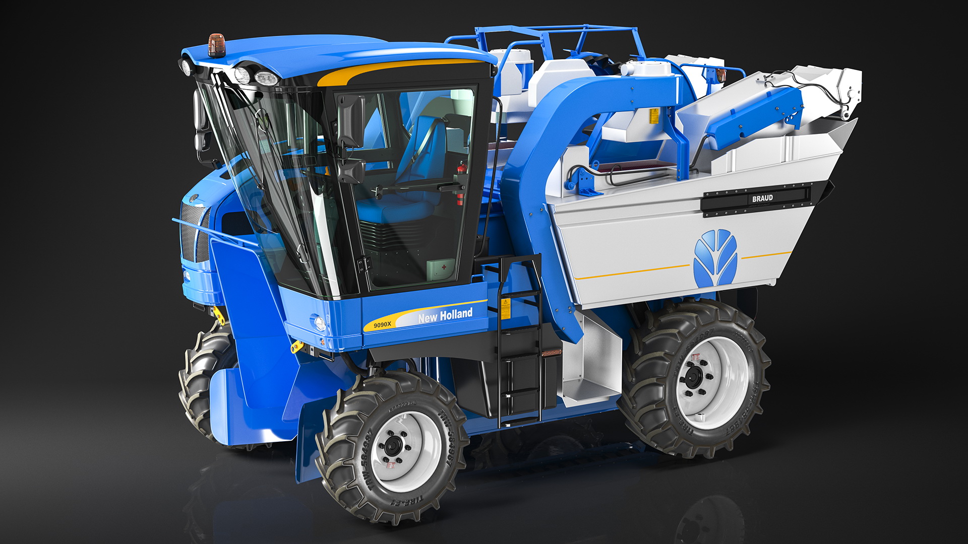 3D New Holland Braud 9090X Olive Harvester Rigged