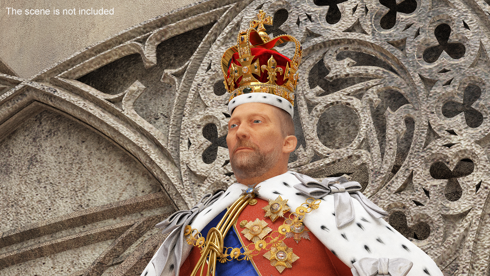 3D Old Medieval King in Crown