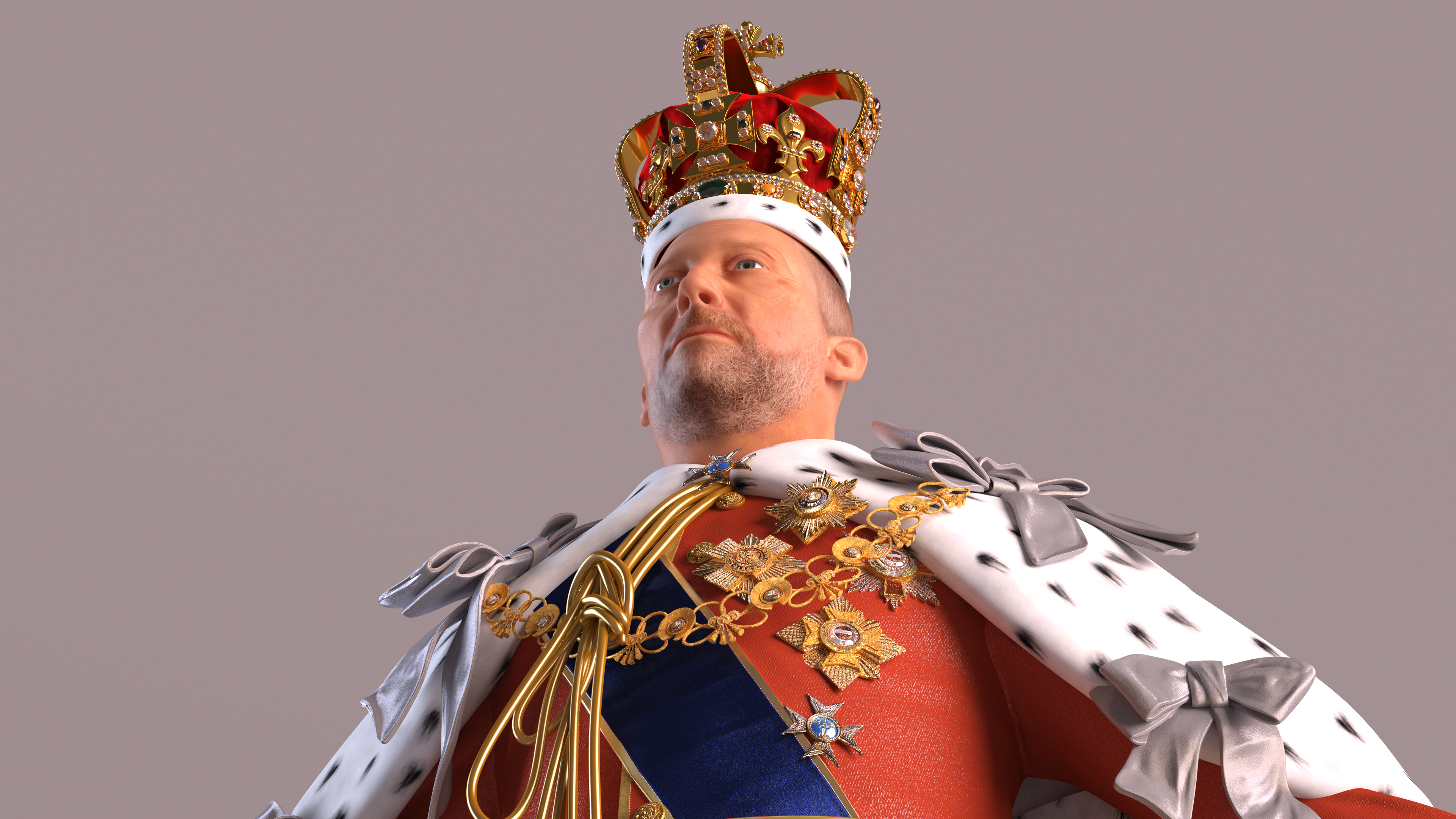 3D Old Medieval King in Crown