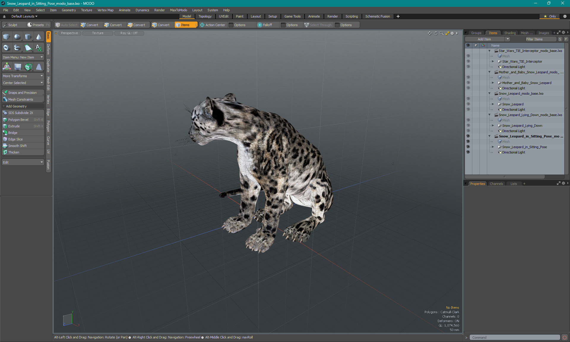 3D Snow Leopard in Sitting Pose model