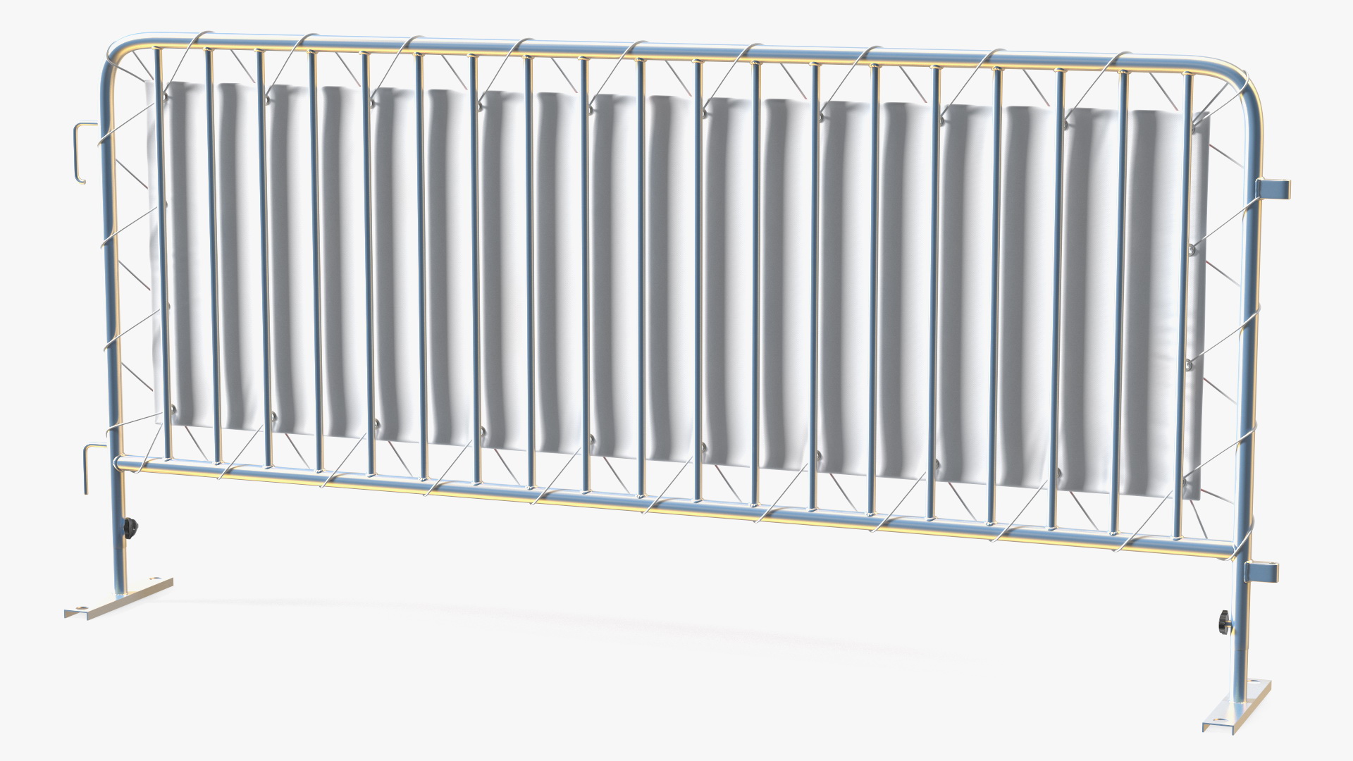 Advertising PVC Banner on Yellow Steel Crowd Barrier 3D