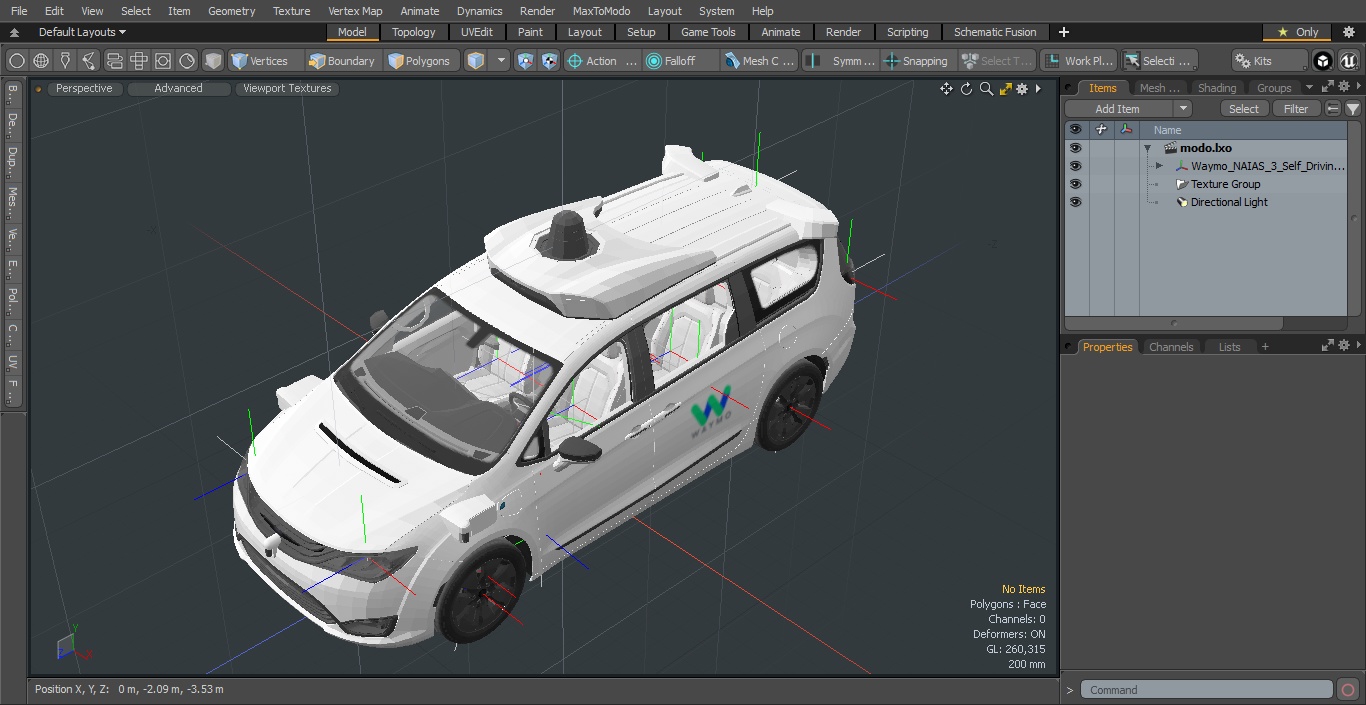 3D Waymo NAIAS 3 Self Driving Car Simple Interior