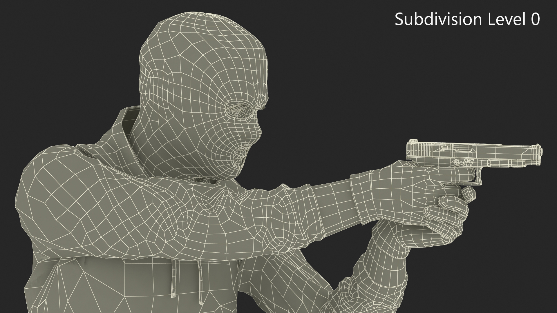 Armed Robber Character Aiming Pose 3D model
