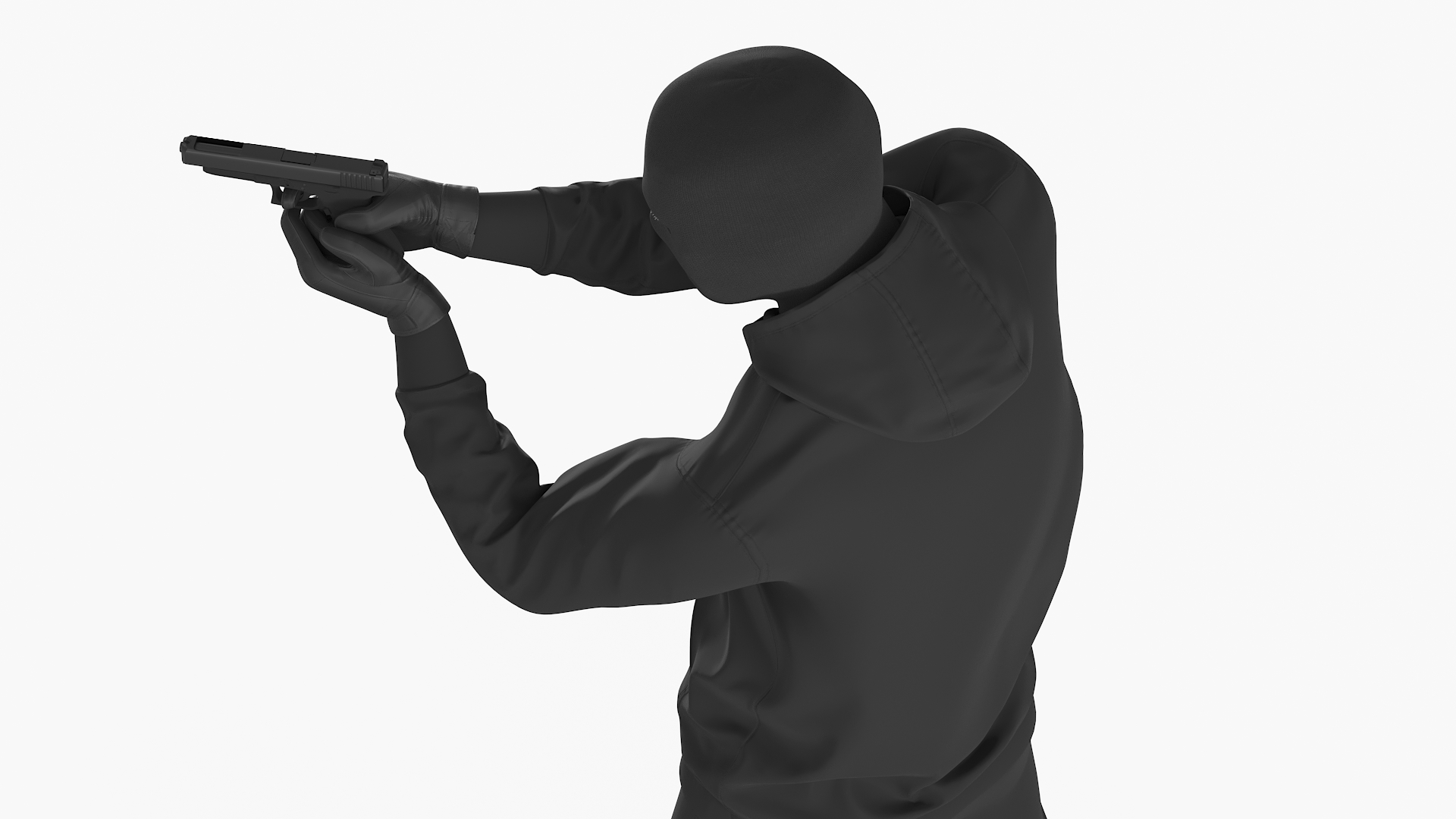 Armed Robber Character Aiming Pose 3D model