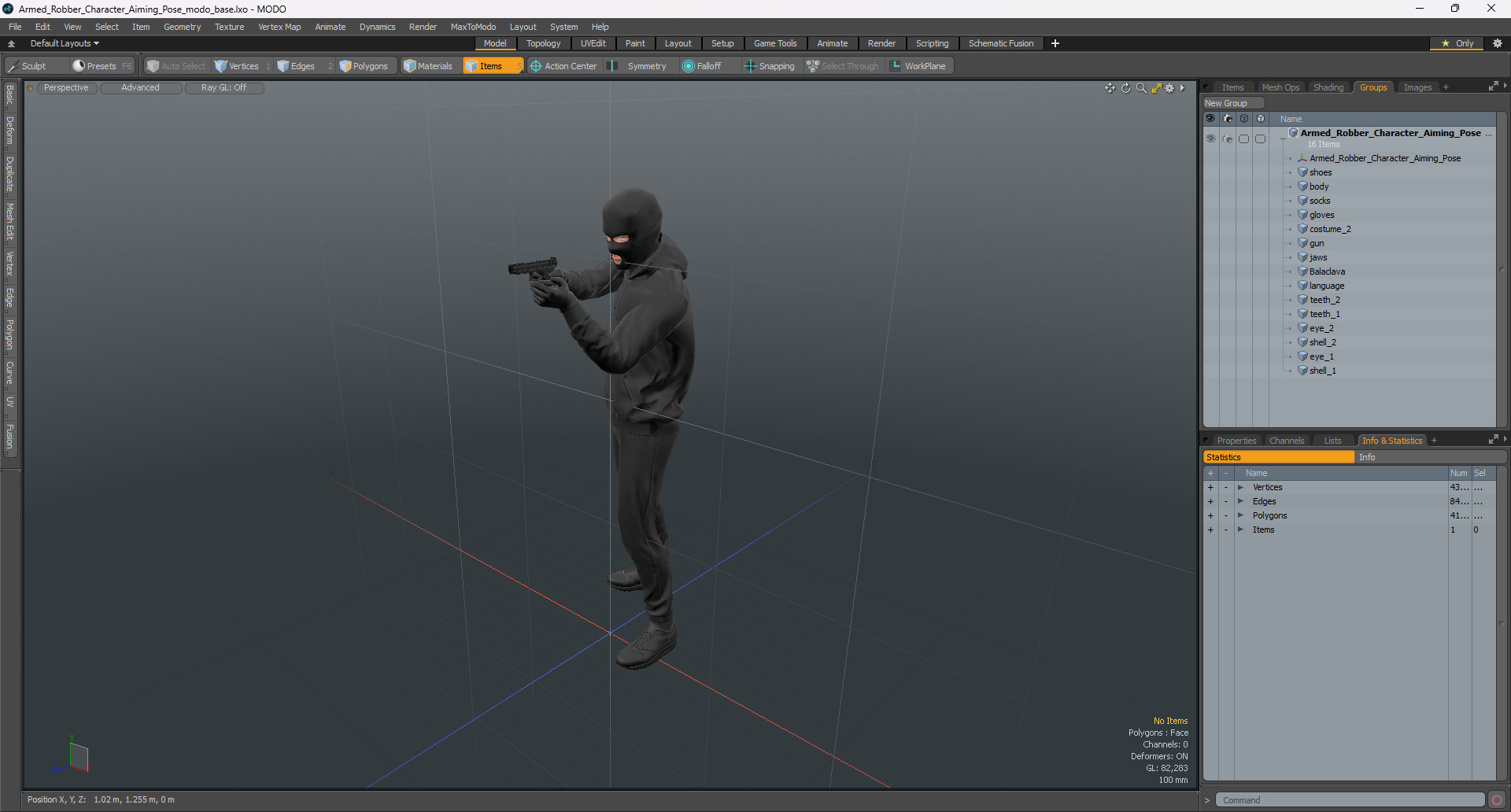 Armed Robber Character Aiming Pose 3D model