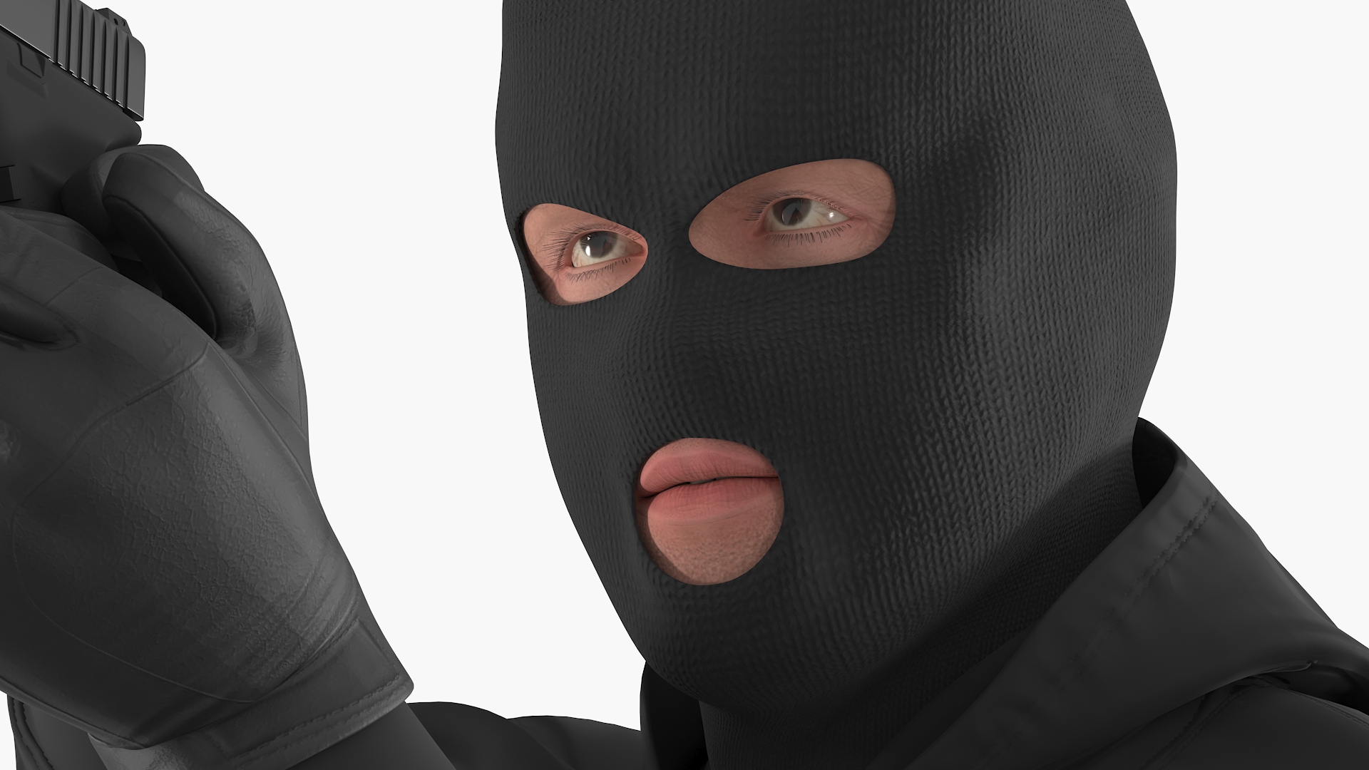 Armed Robber Character Aiming Pose 3D model