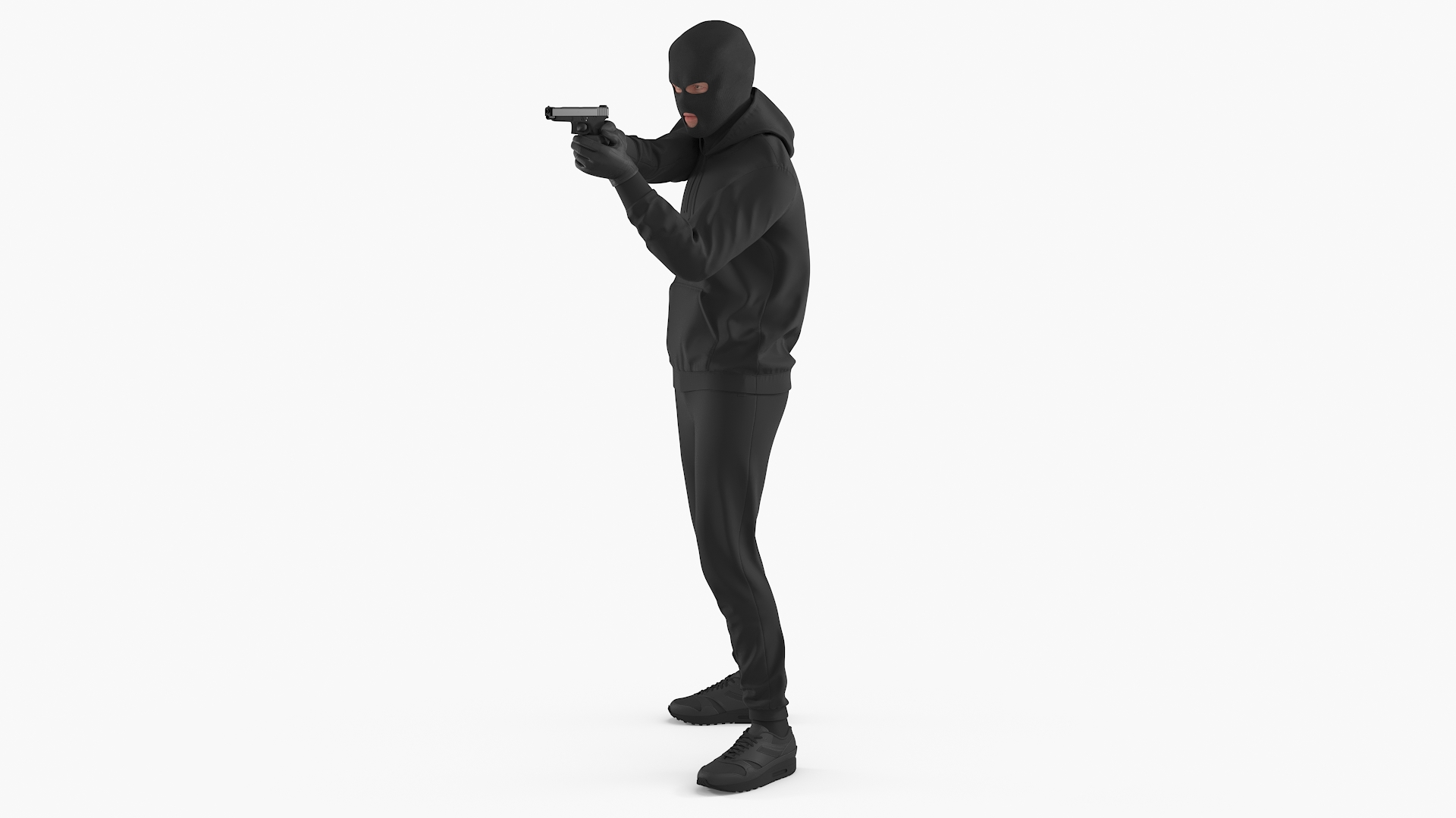 Armed Robber Character Aiming Pose 3D model