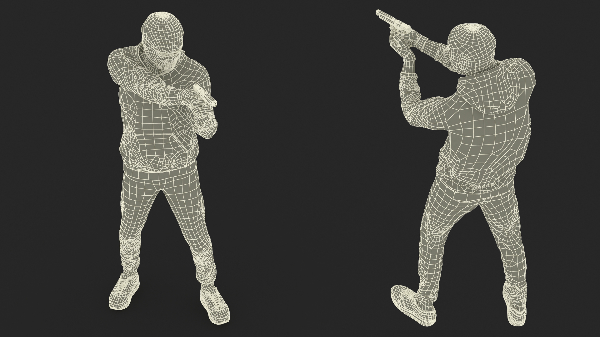 Armed Robber Character Aiming Pose 3D model