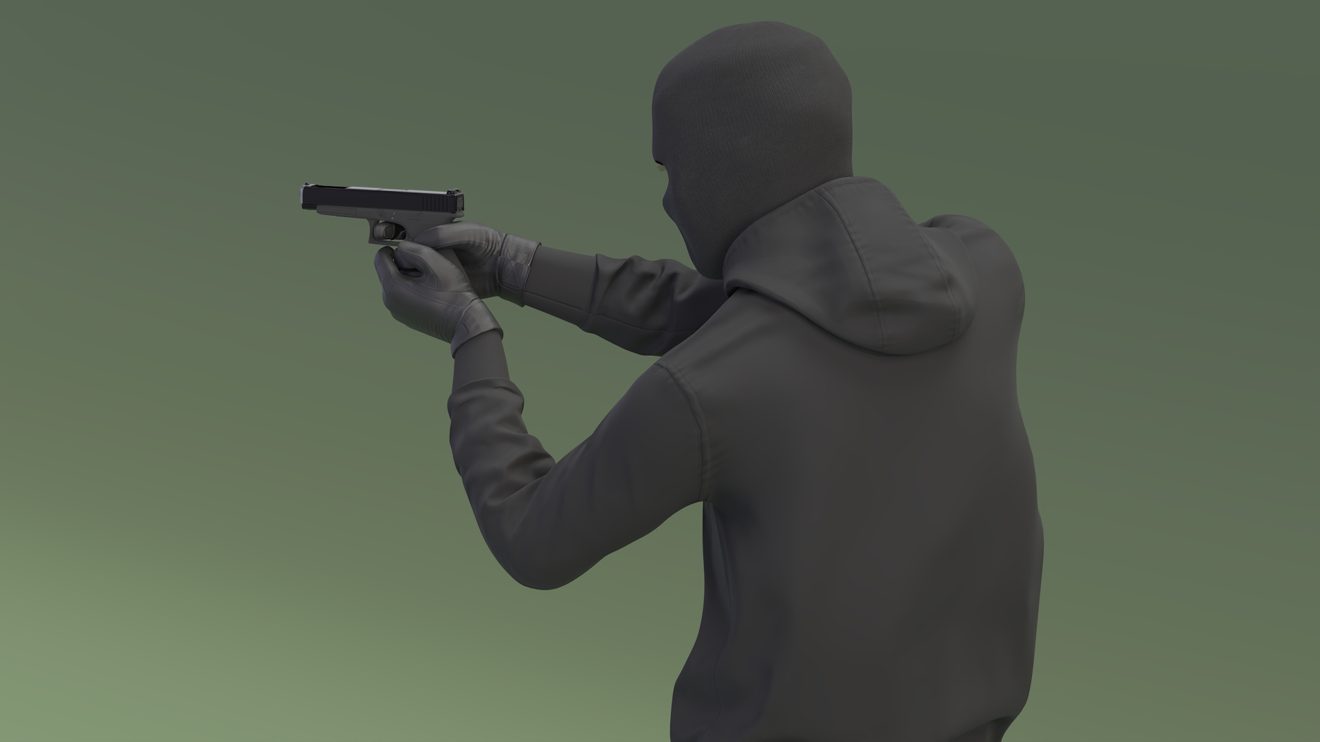 Armed Robber Character Aiming Pose 3D model
