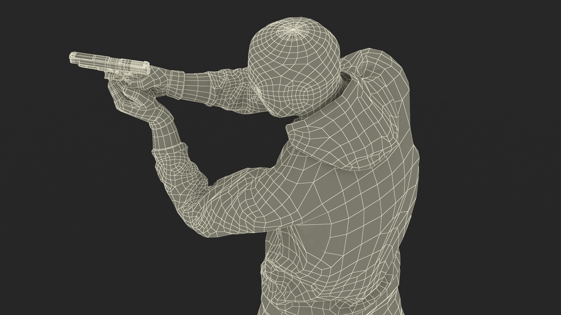 Armed Robber Character Aiming Pose 3D model