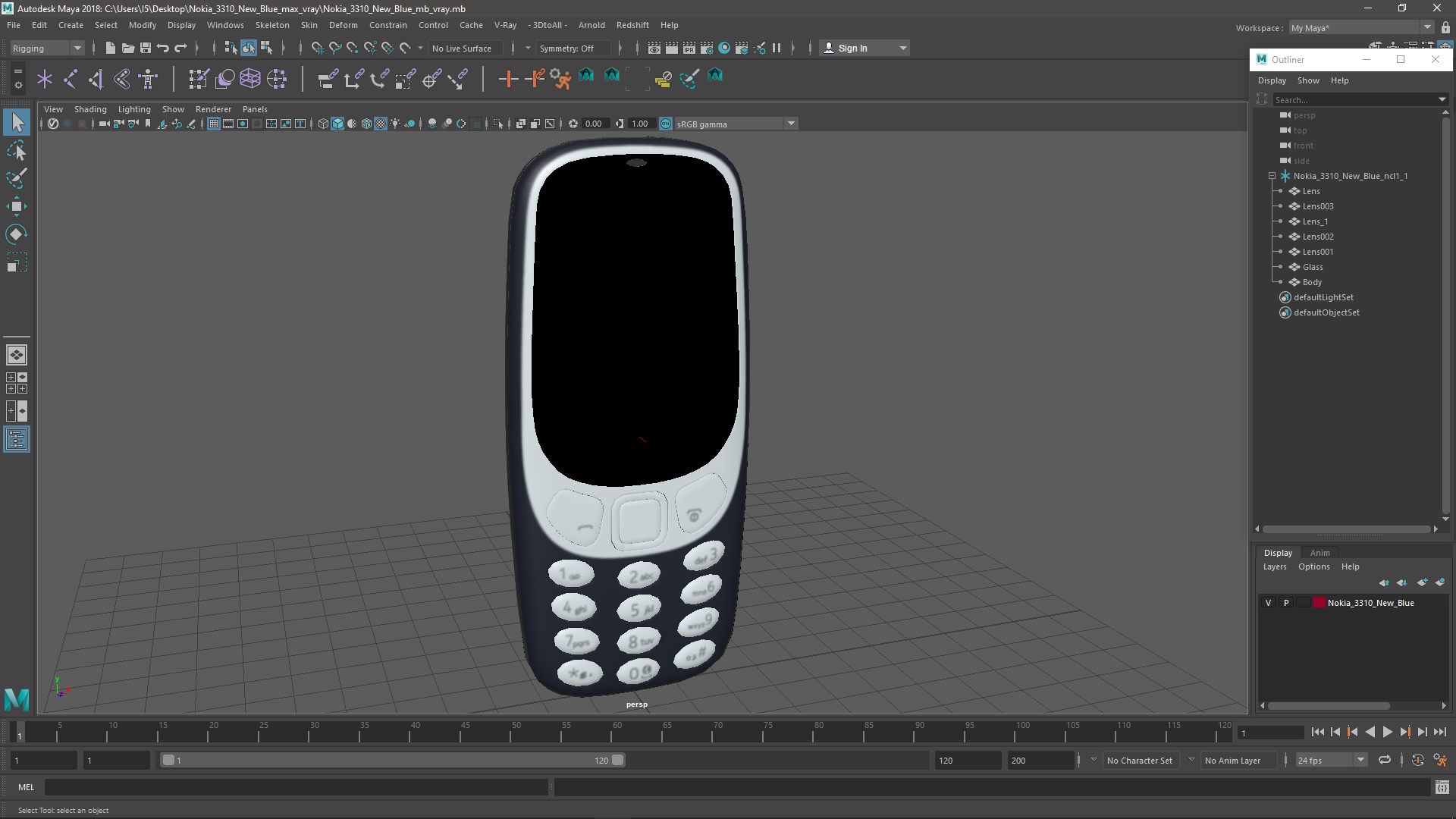Nokia 3310 New Blue 3D model