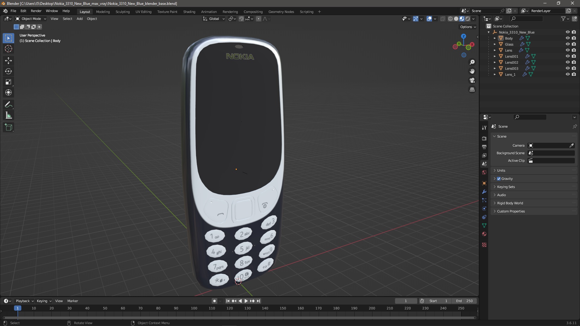 Nokia 3310 New Blue 3D model