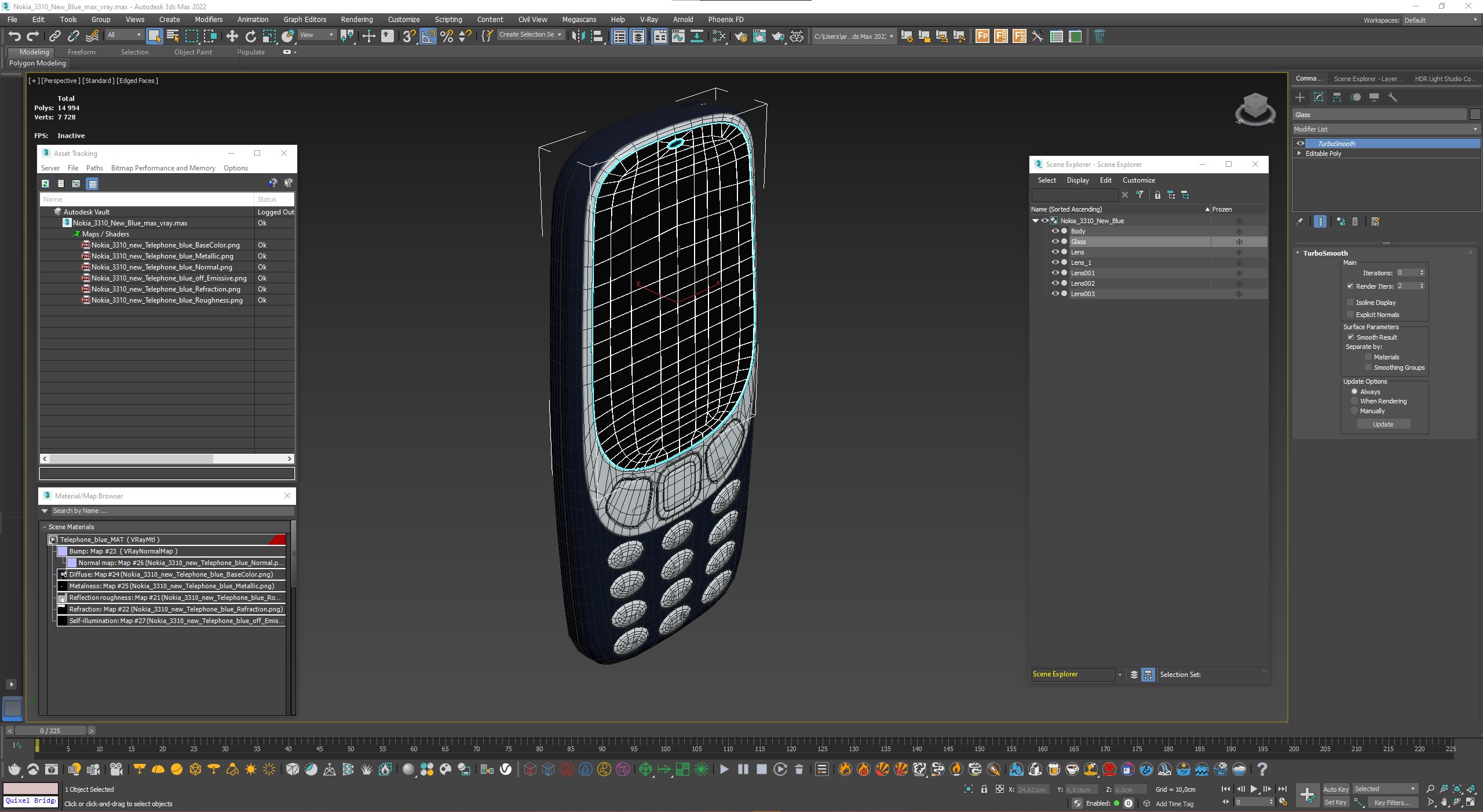 Nokia 3310 New Blue 3D model
