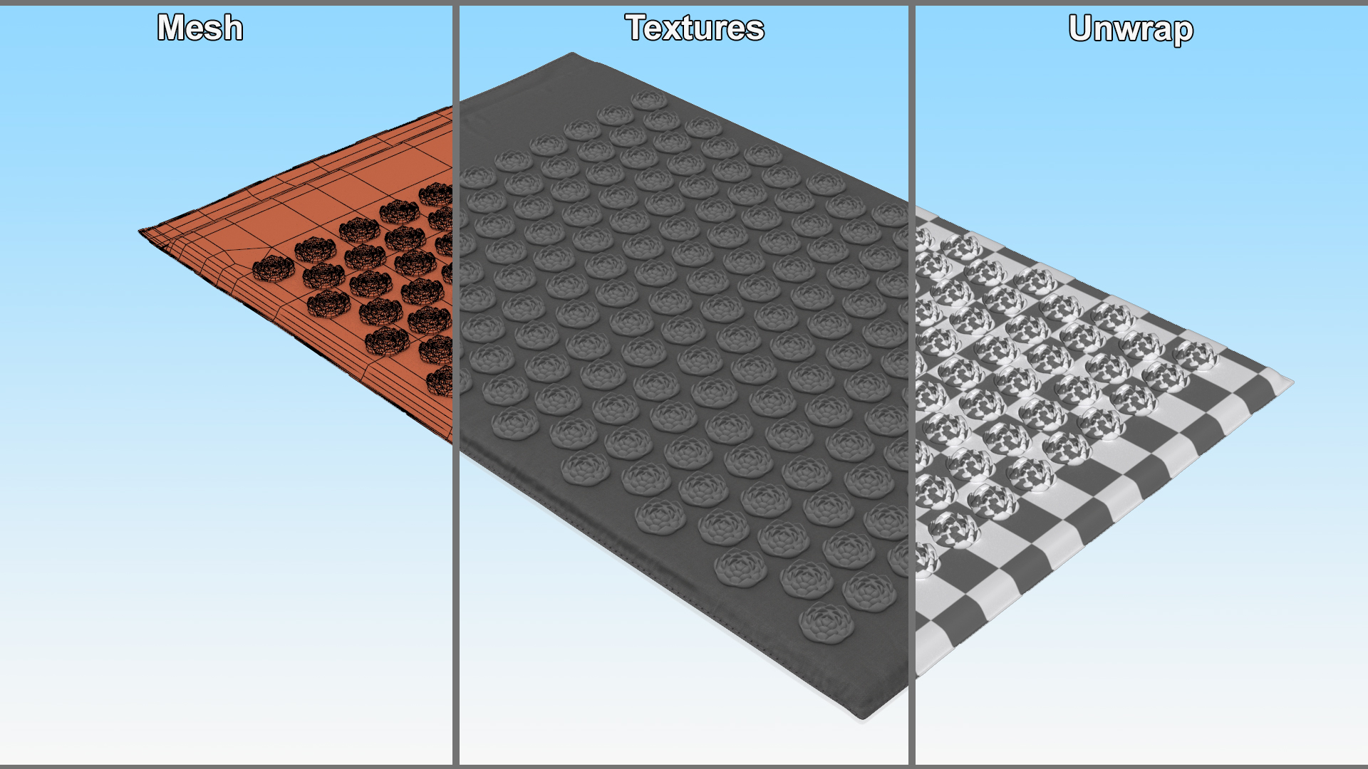 Massage Acupuncture Mat Black 3D model
