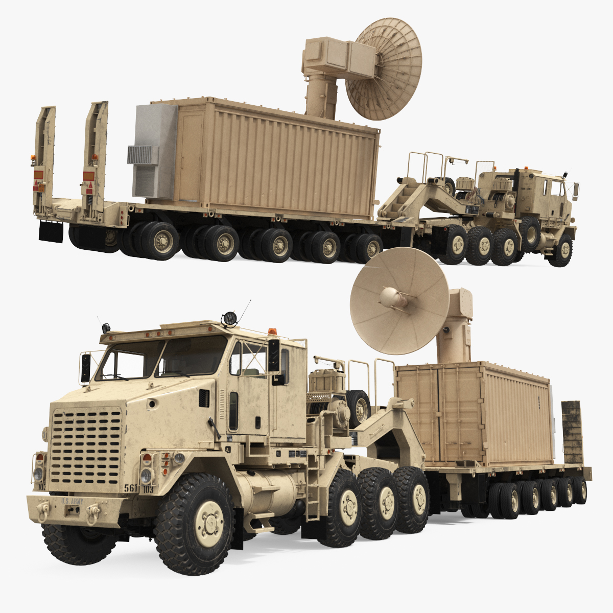 Heavy Military Tractor with Radar Container Trailer