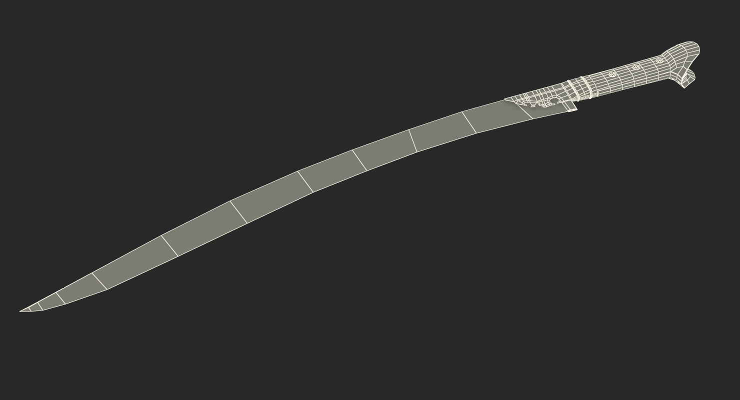 3D model Ottoman Turkish Yataghan Sword
