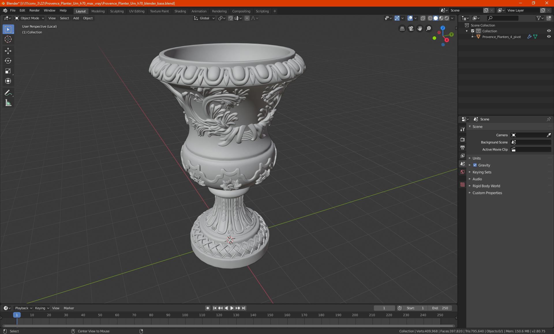Provence Planter Urn h70 3D model