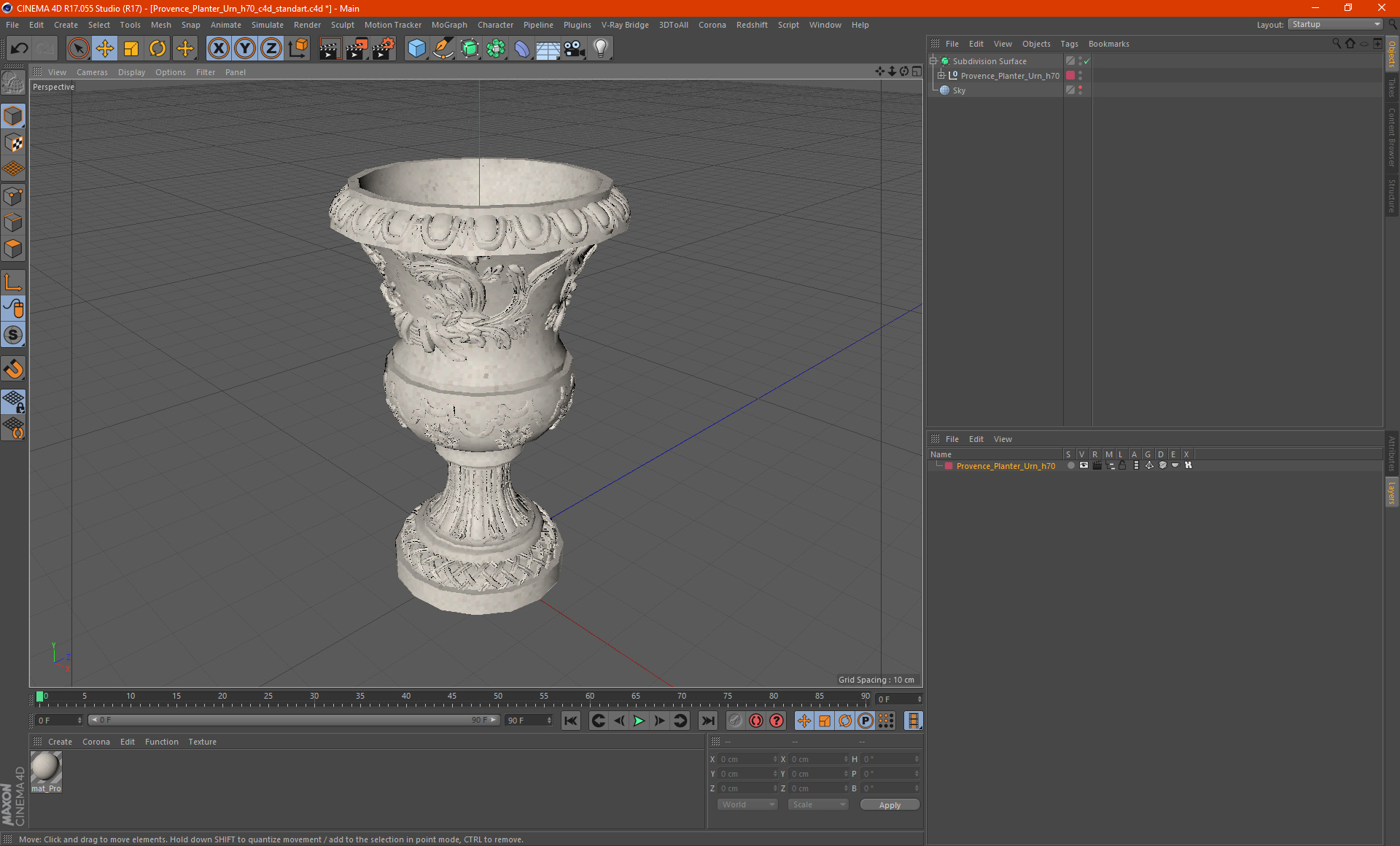 Provence Planter Urn h70 3D model
