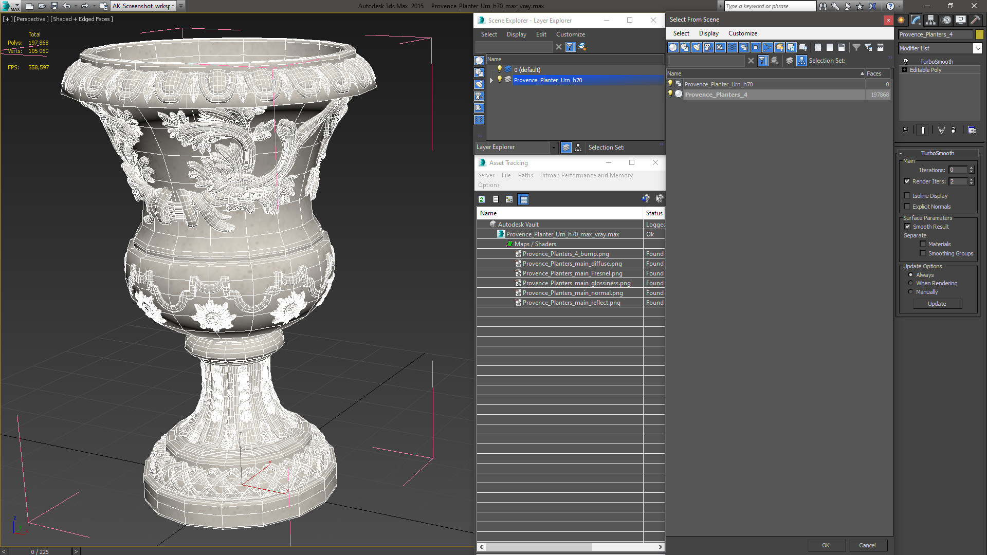 Provence Planter Urn h70 3D model