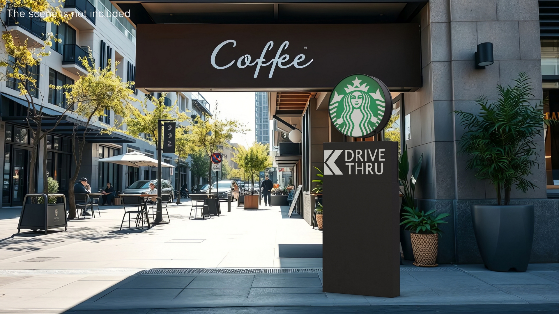 Round Starbucks Drive Thru Signage 3D model