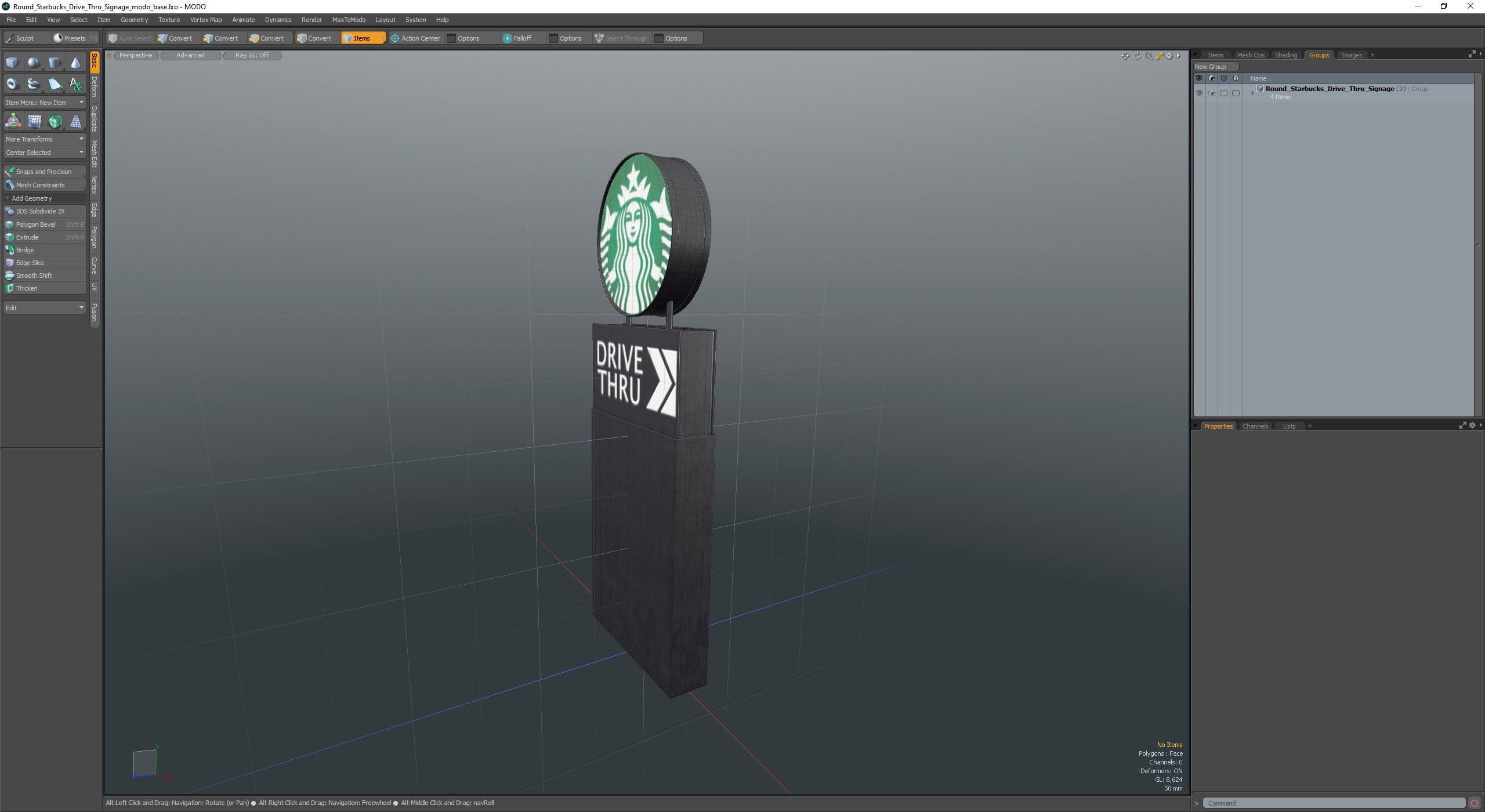 Round Starbucks Drive Thru Signage 3D model